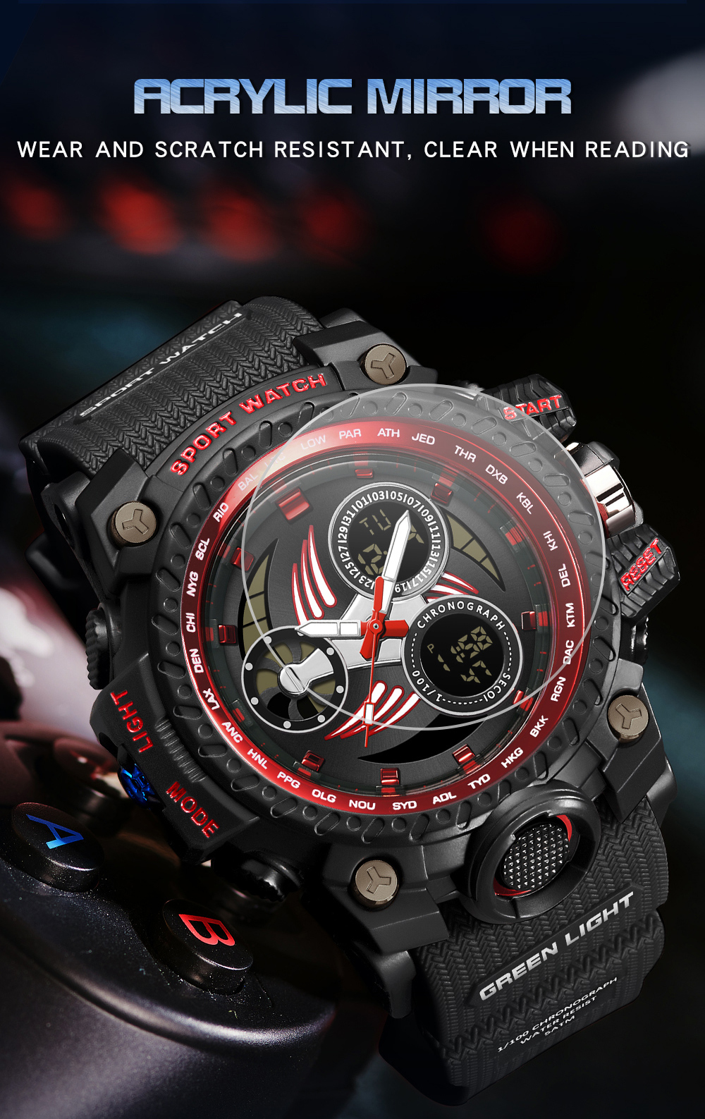 SANDA 3155 2025 G style new men's watch 50M waterproof and shock-absorbing sports military quartz watch men's digital watch clock 08