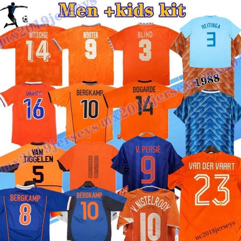 1988 Retro Soccer Jerseys Van Basten 1997 1998 1994 2014 Holland BERGKAMP 88 96 97 98 04 12 14 GullitRijkaard DAVIDS 00 08 classic football shirts kids kit