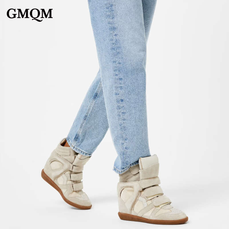 Women's Fashion 2025 New High Heel Ankle Boots Round Toe Sneakers Flat Wedge High-Top Casual Black Sports Shoes