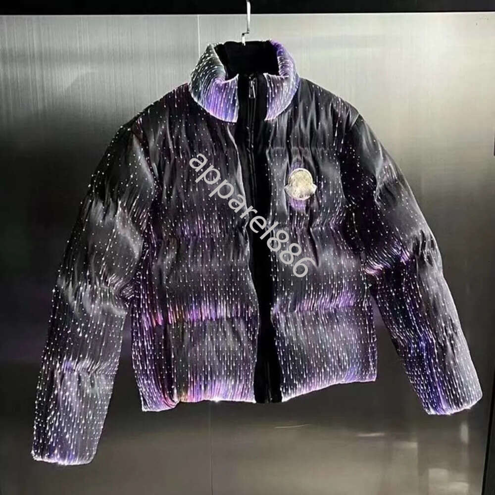 Parkas Co-branded Badge Tag Luminous Down Stand Collar High Street Super Mencontrived Hoodie Designer Jacket Made 1-2