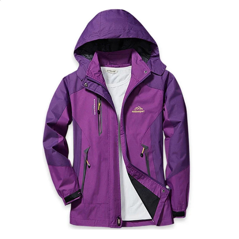 Womens Autumn Hiking Jacket Outdoor Raincoat Windproof Waterproof Hooded Camping Bike Climbing Warmth 240919