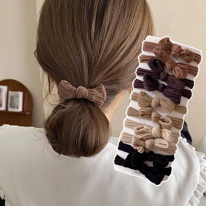 Non-Tangling Hair Tying Elastic Band for Women - Durable Thick Rubber with Bow Accent