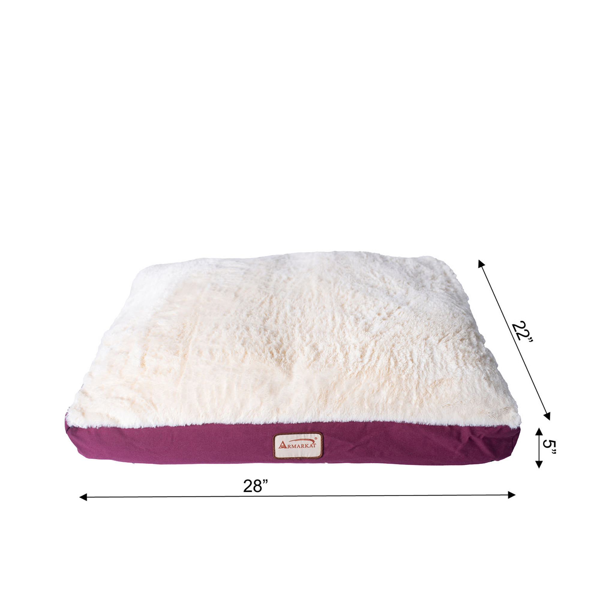 Armarkat M02HJH/MB-M Medium Pet Bed , Dog Crate Mat With Poly Fill Cushion & Removable Cover, Burgundy & Ivory