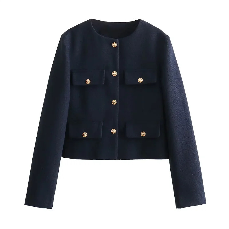 TRAF Solid Womens Short Coat Long Sleeve Button Womens Coat 2024 Spring/Summer Style Casual Elegant Office Womens Clothing 240923