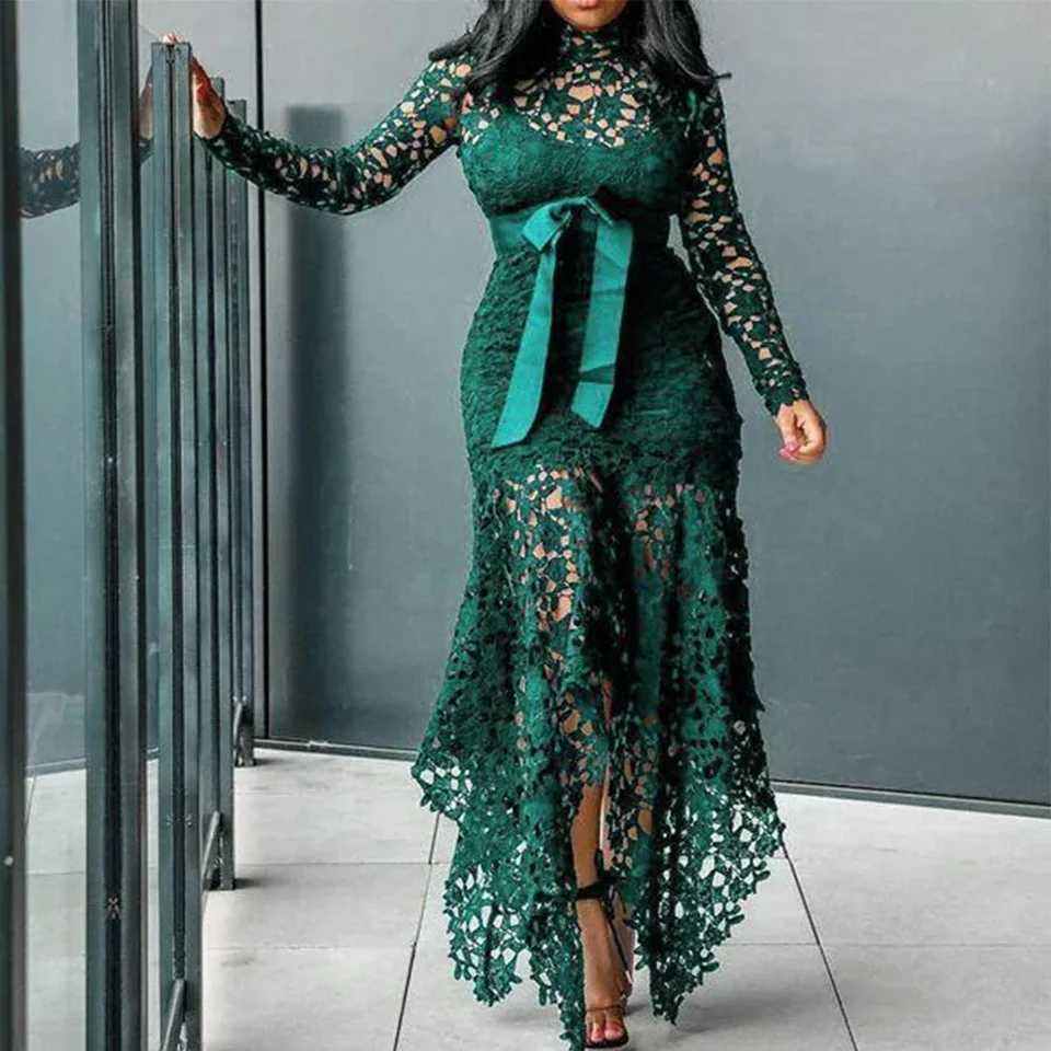 Affordable new lace womens dress Bodycon evening dress women Maxi dress long Slve Plus size CL240924