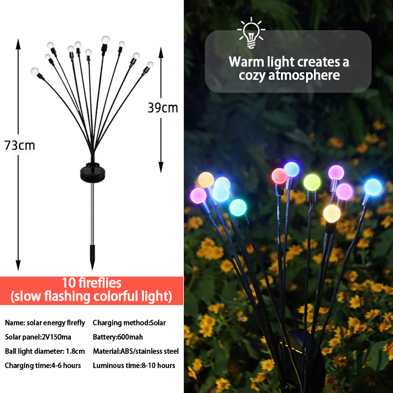 Solar firefly lights outdoor lawn floor night light patio landscape arrangement led firefly floor light