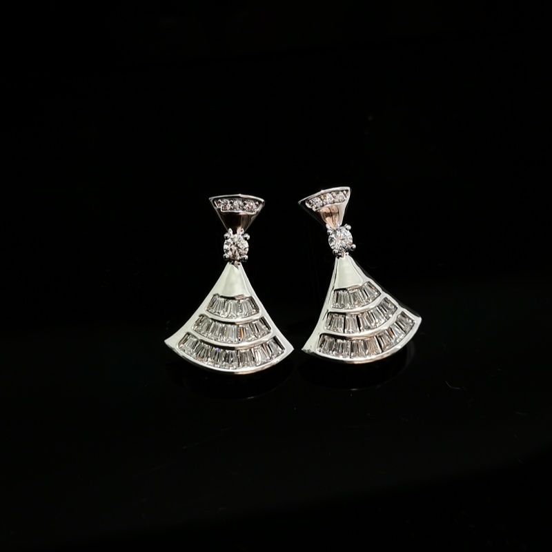 Earring Scalloped Diamond Stud Earrings Micro Zirconium French Temperament Commuter Earrings