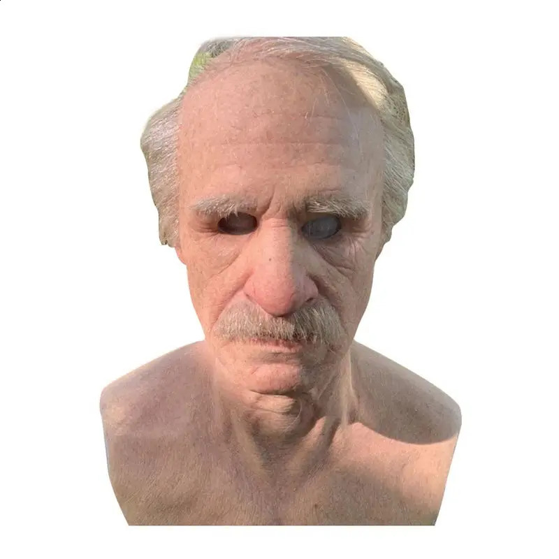 Halloween latex full head facial mask adult real elderly s face party dress decoration 240923