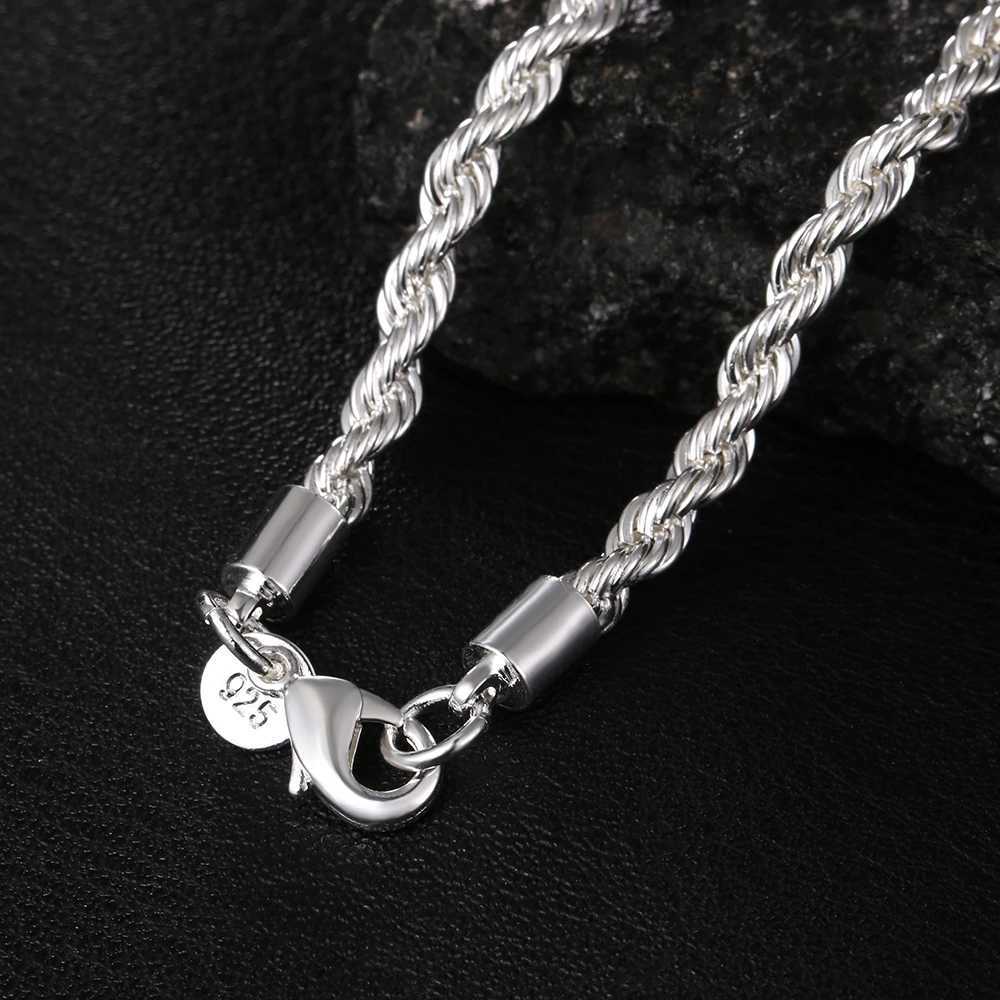 925 Silver 4MM Wen Men Chain M Twisted Rope Necklace Bracelets Fashion Silver Jewelry Set X250718