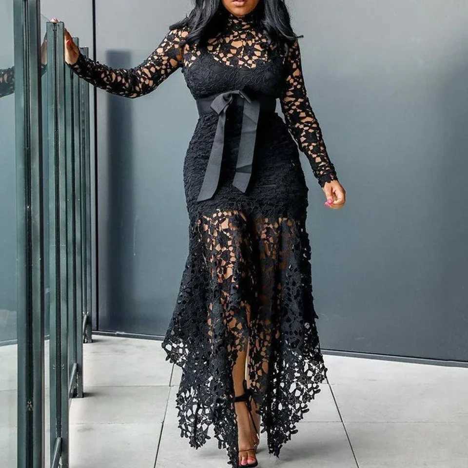Affordable new lace womens dress Bodycon evening dress women Maxi dress long Slve Plus size CL240924