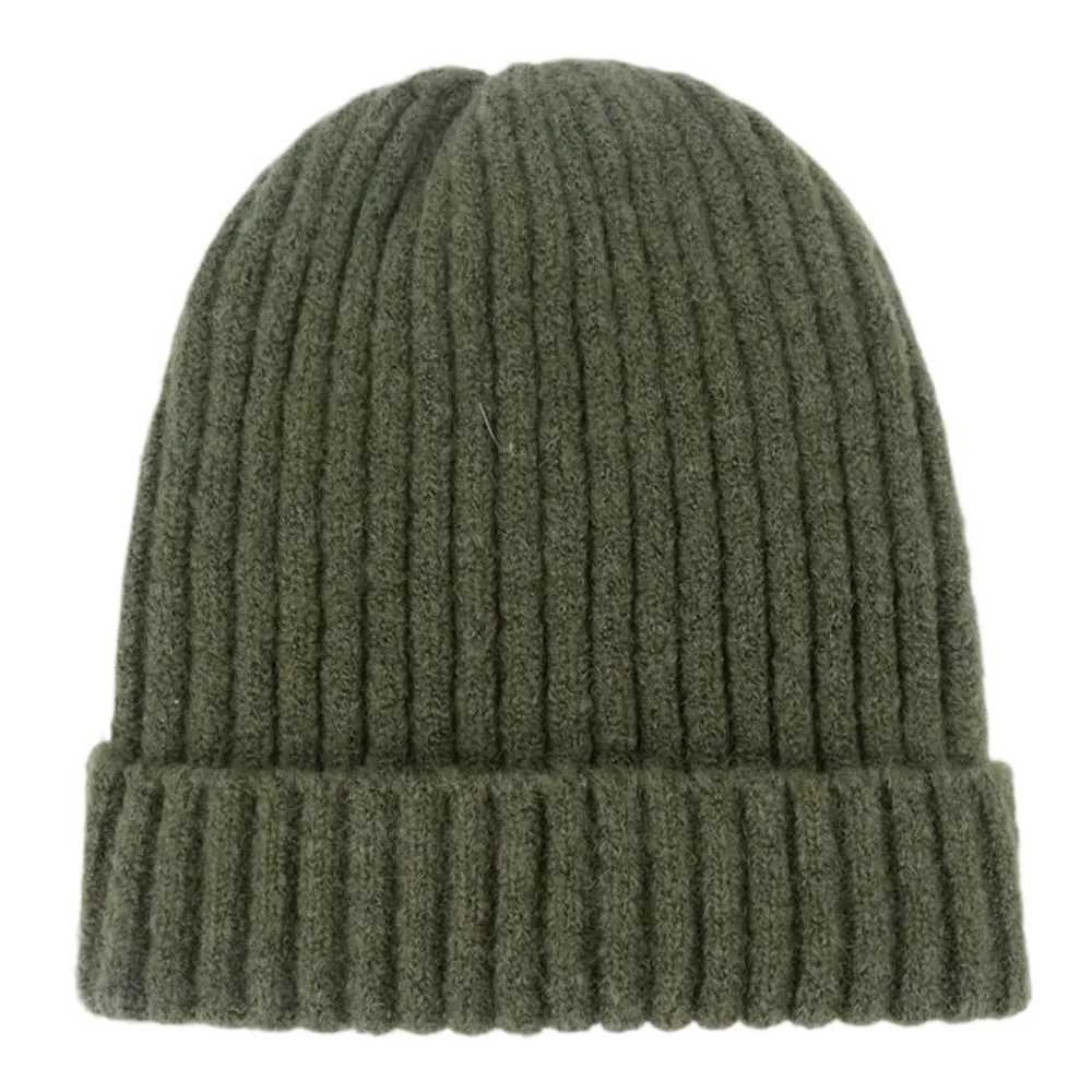 Unisex Wool Blend Striped Knit Beanie Hats for Women Men Winter Warm Ski Cap Grey Navy Khaki Black Fuchsia Blue Dark Yellow RedX240924