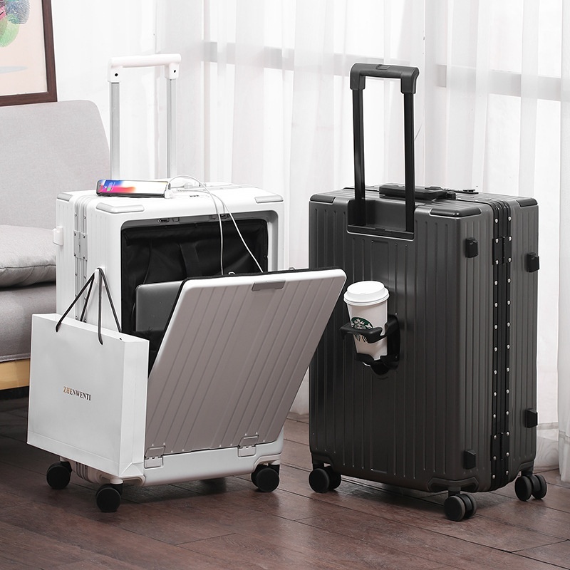 Luggage box with high aesthetic value, female front opening, business travel male aluminum frame, trolley computer boarding password box, 20 inches