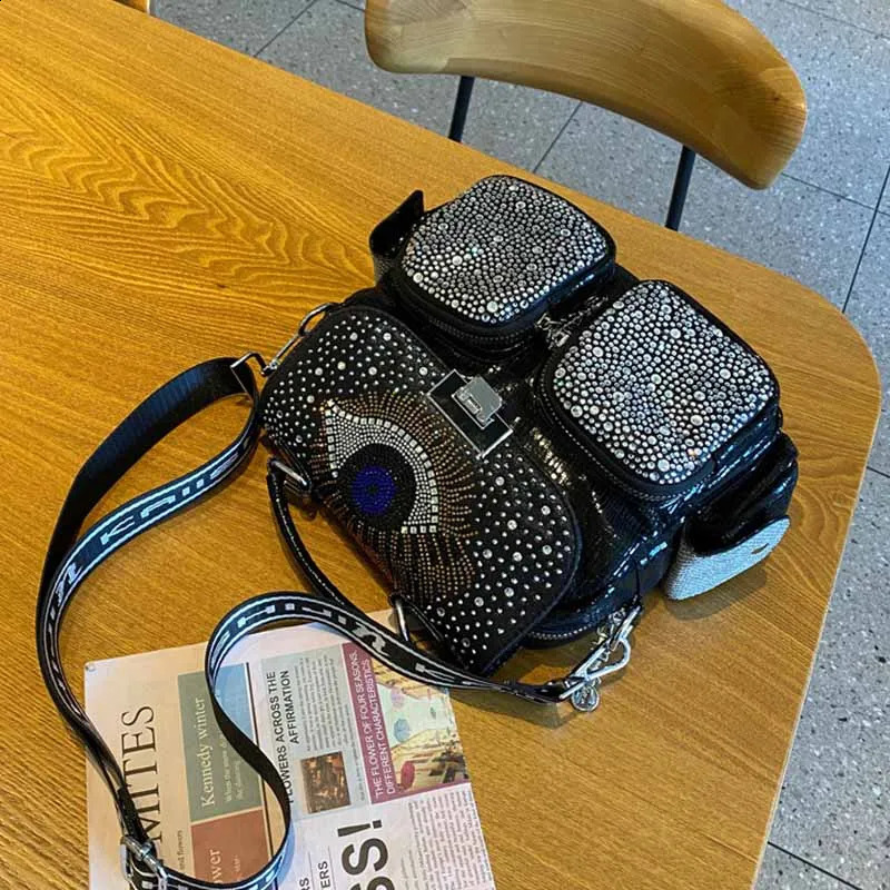 y womens backpack multifunctional shoulder messenger bag fashionable diamond leather antitheft travel Mochila 240724