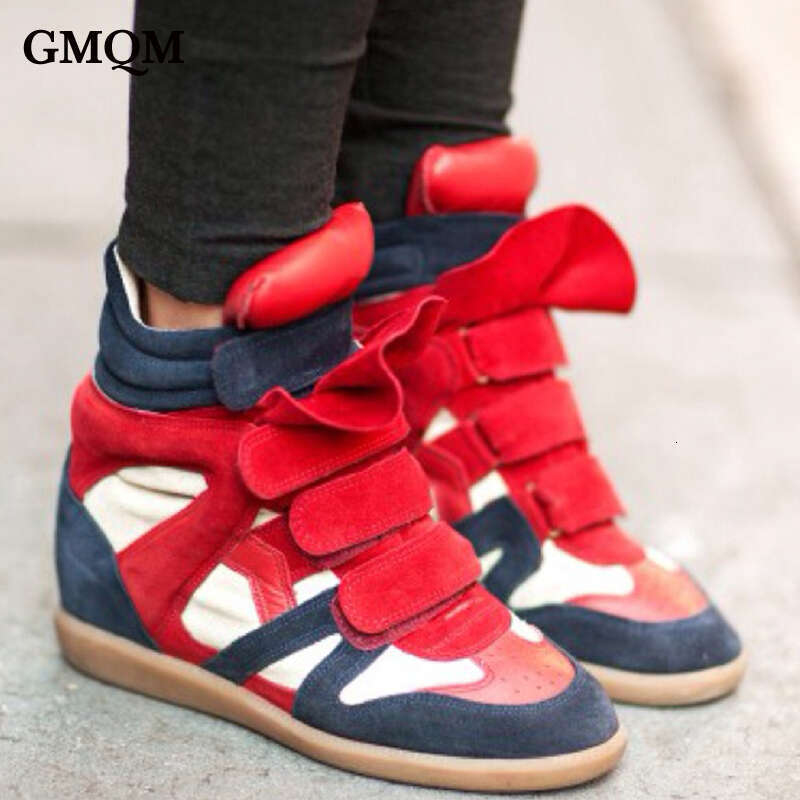 Women's Fashion 2025 New High Heel Ankle Boots Round Toe Sneakers Flat Wedge High-Top Casual Black Sports Shoes
