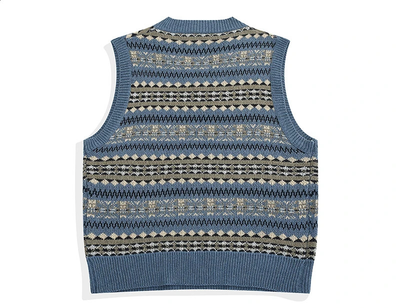 Sweater Vest Men O-neck Japanese Striped Stylish Harajuku Apricot All-match Unisex Clothing Knitwear Baggy Streetwear A10 240924