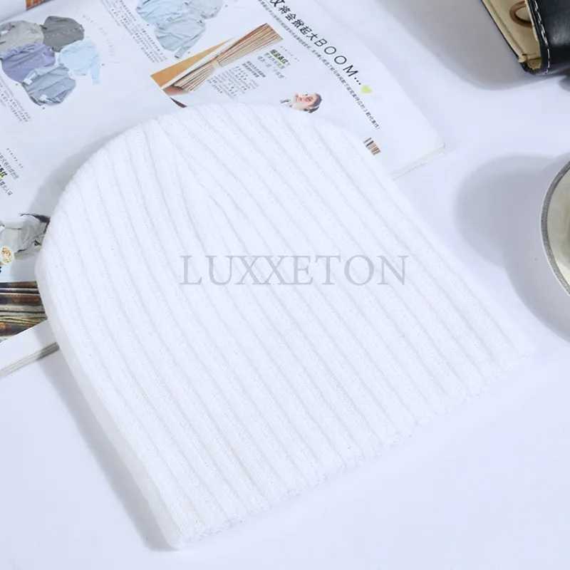 Wintercustom Made Hats for Women Beanie Cap Solid Warm Hats Knitted Skullies Beanies Man Thick Warm Caps Black Gray White ColorsX240924