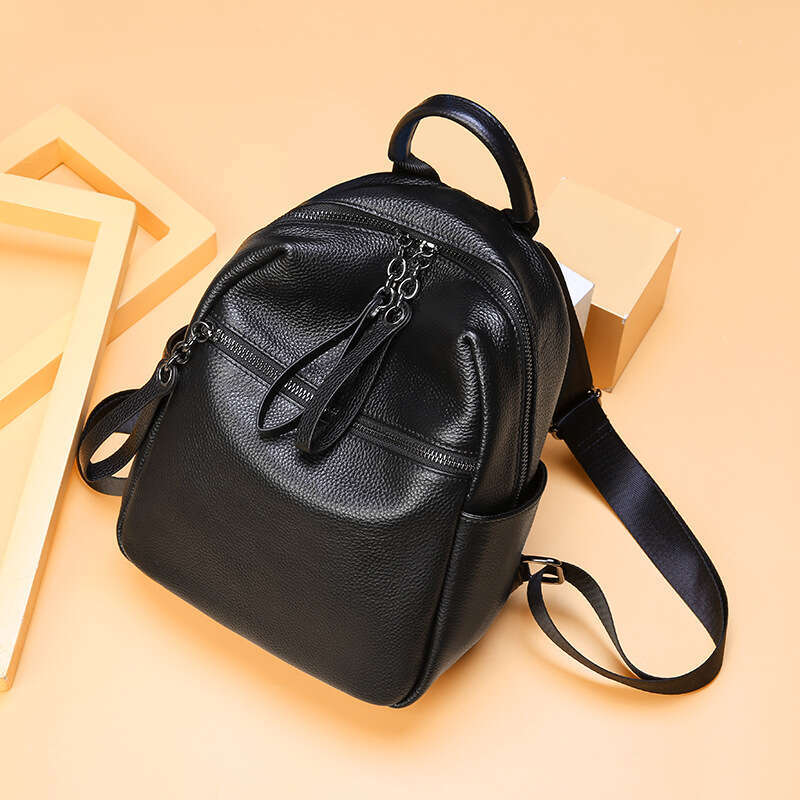 Black Leather Backpack hot Women: Stylish Preppy Schoolbag for 2024