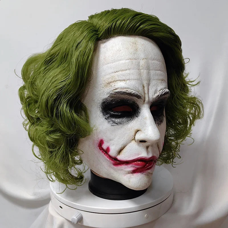 Joker Mask and Wig Head Gear Party Carnival Neutral Role Playing Prop Halloween Mischief Horror Latex 240923