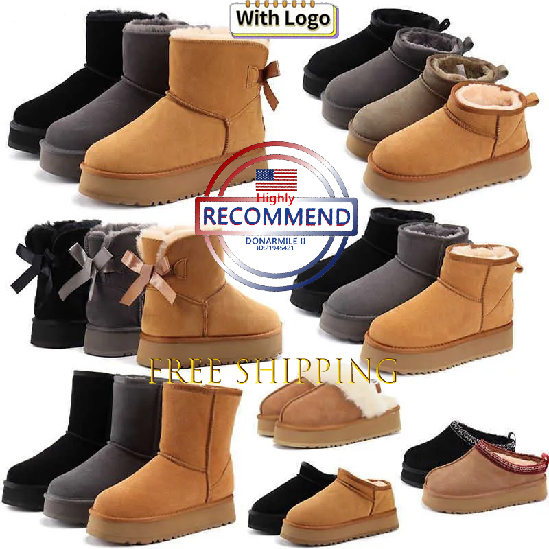 Designer winter snow boots tazz tasman Australia womens classic free shipping slippers clog ankle short black platform pink Suede Comfort Fall fluffy real leather