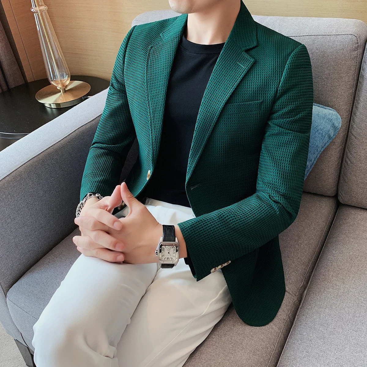 Autumn Men Blazers Slim Fit Casual Suit Jacket Solid Color One Button Korean Style Business Wear Spring Male Blazer L45 240914