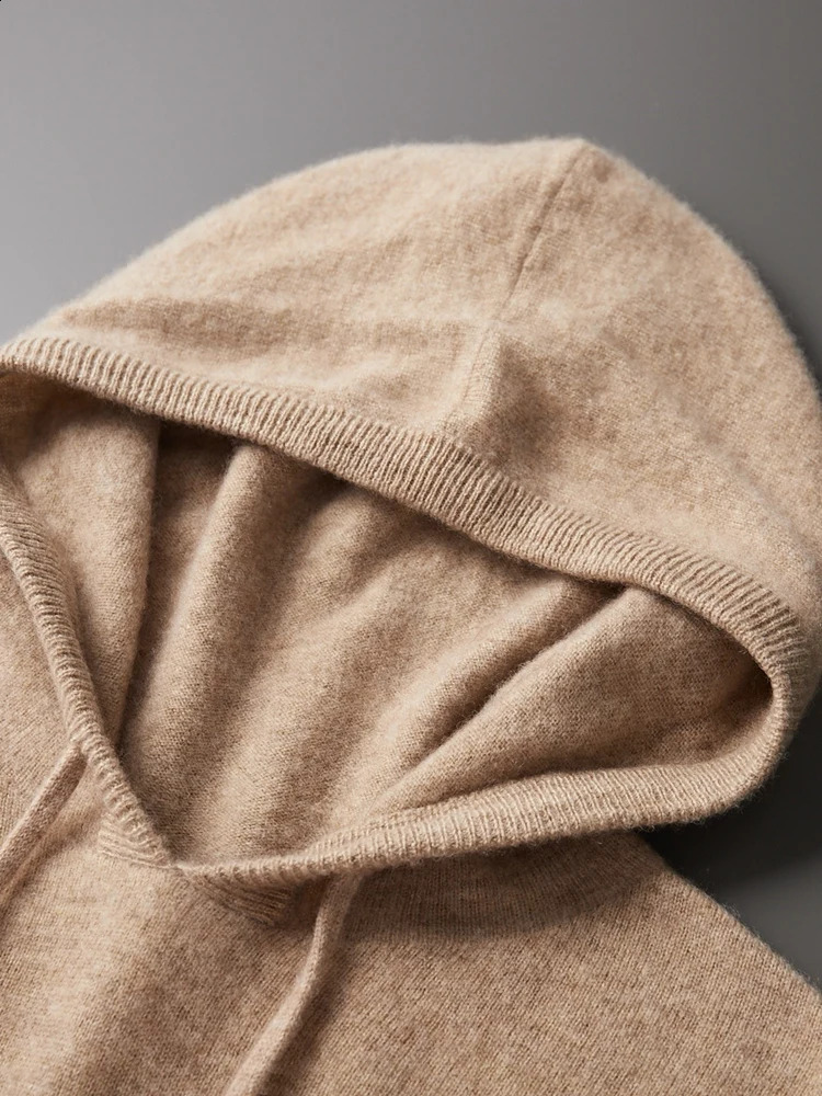 Winter Mens Cashmere Hoodie Sweater 100% Merino Wool Zipper Large Size Knitted High Quality Soft Casual Jumper 240923