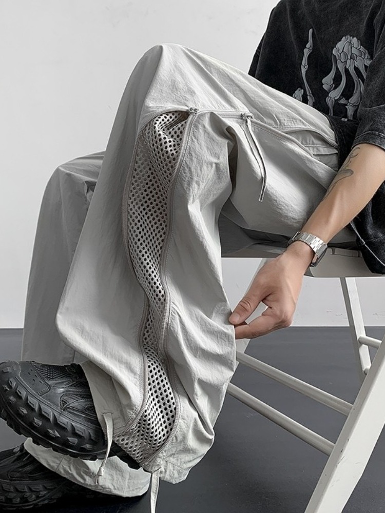 Breathable Men's Summer Camo Cargo Trousers with Side Zip - Lightweight Nylon Airman Pant