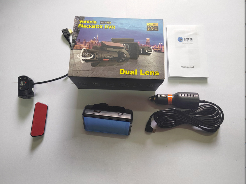 A68 3 Inch HD 1080P 2 Lens Car DVR WIFI Video Recorder Dash Cam 130 Degree Wide Angle Ultra Resolution Front Inner with Rear Camera Motion Detection