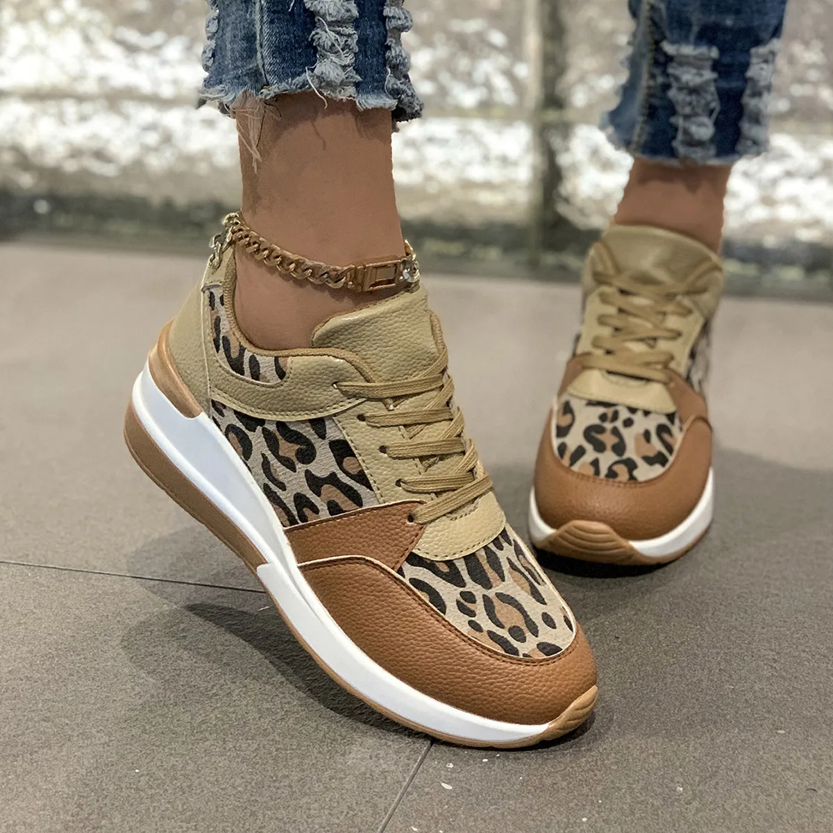 Leopard Print for Brand Women Lightweight Platform Designer Ankle Shoes New Winter Casual Sneakers dh1263469
