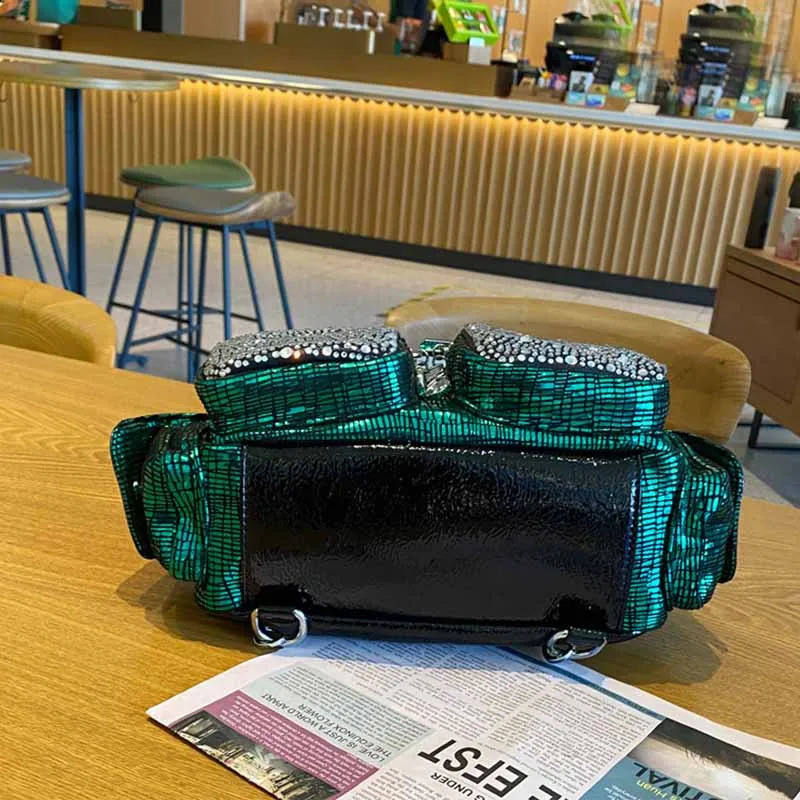 y womens backpack multifunctional shoulder messenger bag fashionable diamond leather antitheft travel Mochila 240724