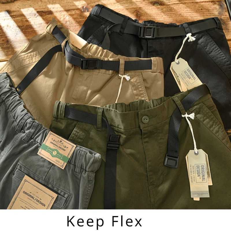 2025S Fashion Designer Spring Autumn New Cotton Solid Color Loose Cargo Pants Clothing Big Pockets Joggers Men Strtwear
