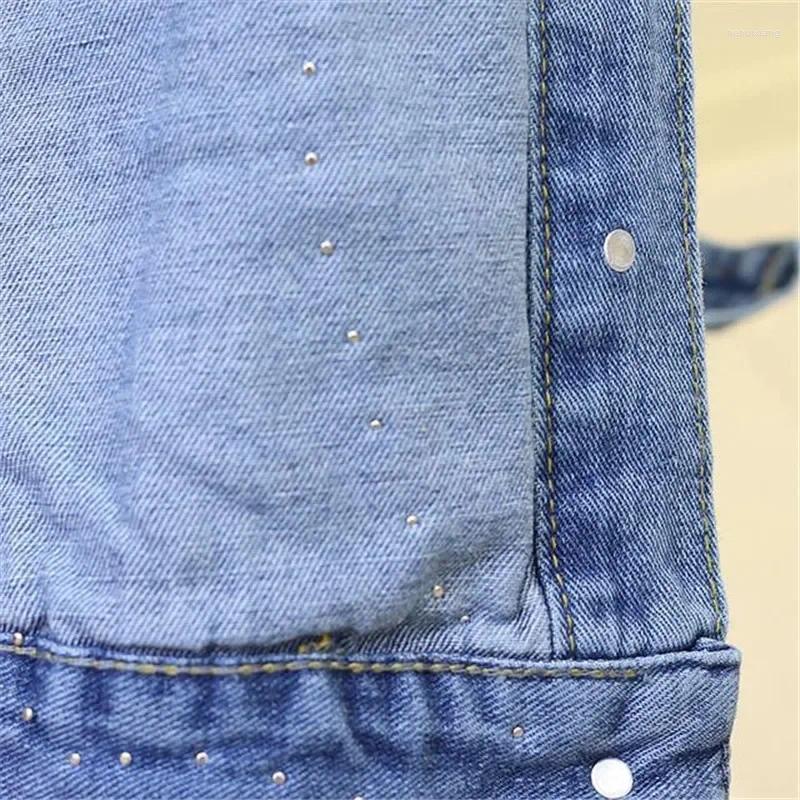 Denim Jackets For Women - Embroidered Ral Jeans With Pearl Beading & Ripped Details