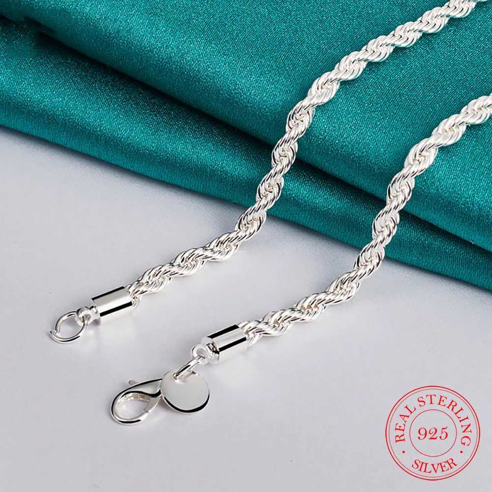 4MM wide!! Real 100% 925 sterling silver mens rope chain fashion neutral party wedding gift pure silver 925 chain necklace mens jewelry Y240924