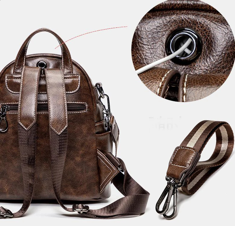 Womens leather backpack teenage girls laptop bag school Rucksack Mochila Feminina 240724