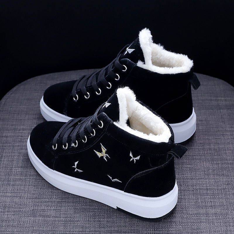 2024 Ankle Warm PU Plush Winter Woman Sneakers Flats Lace Up Ladies Shoes Women Short Snow Boots