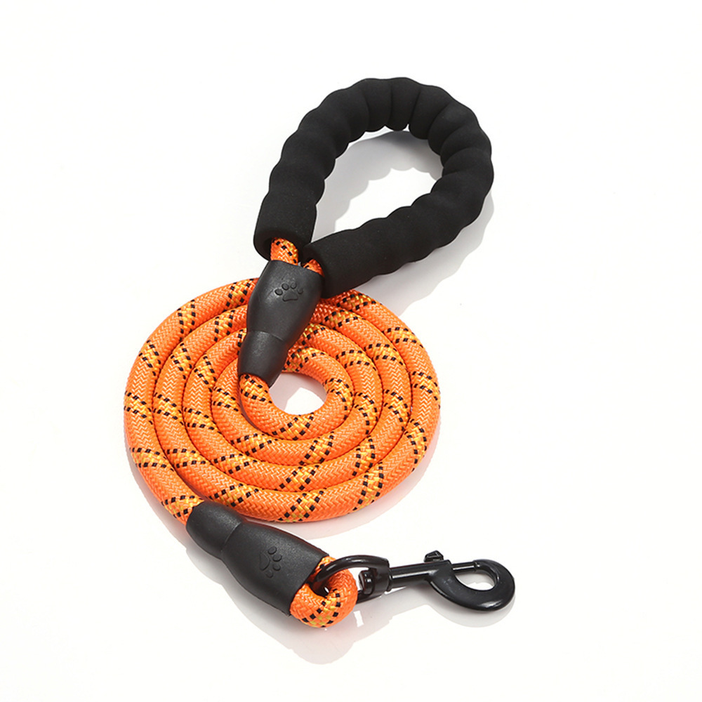 Halloween Pet leash nylon reflective multi-color round rope foam handle dog walking rope explosion-proof medium and large dog chain Diameter 1.0cm