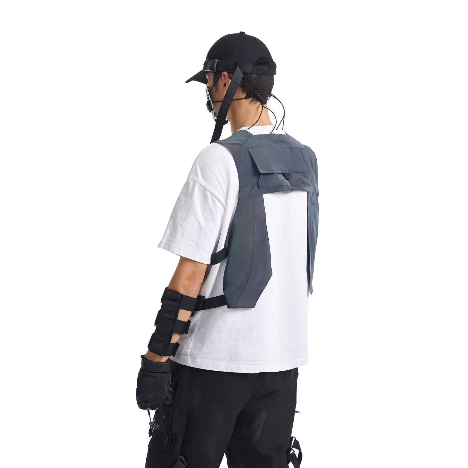 Men's Vests Colorful reflective vest with woven tape and multiple pockets night light vest jacket for men and women