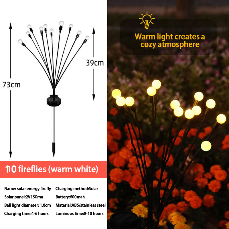 Solar firefly lights outdoor lawn floor night light patio landscape arrangement led firefly floor light