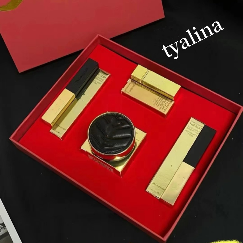 Brand 4 in 1 LipstickLeather air cushion set cosmetics ladies gift box