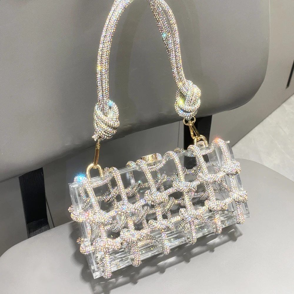 Handle Rhinestones Evening bag silver Crystal handmade Bags for Women Purses and Handbags er banquet bag 250103