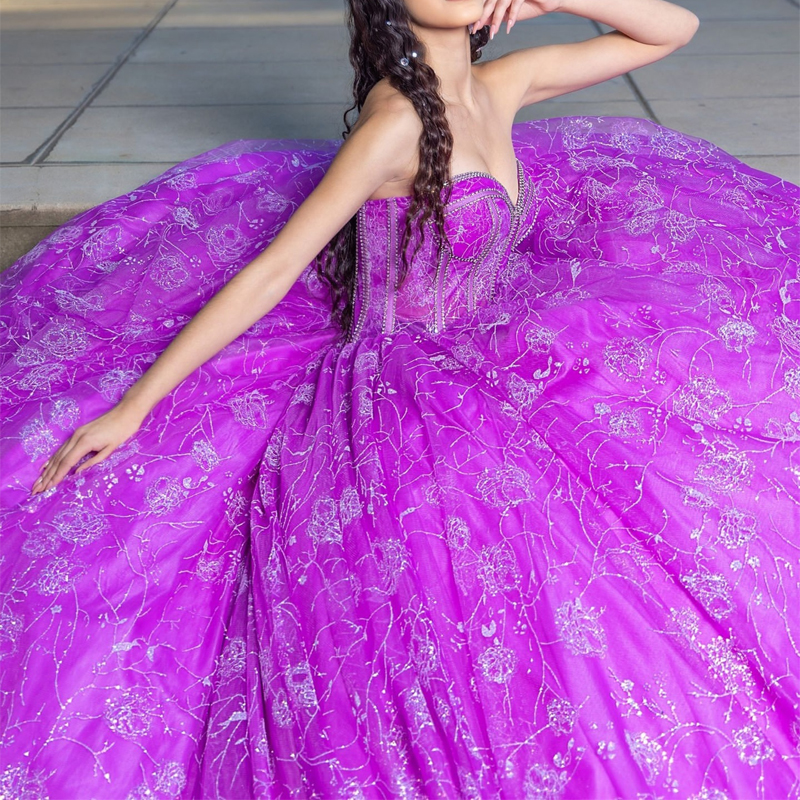 Lavender Princess Quinceanera Dresses Off the Shoulder Ball Gown Sweet 16 Dress Sequin Appliques Lace Beads Tull Vestidos De 15 Anos