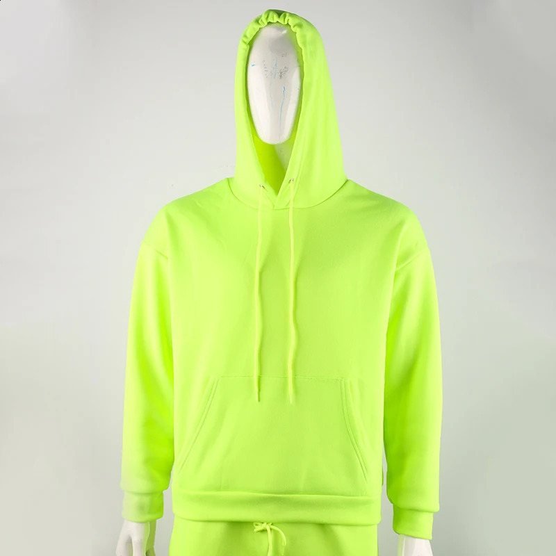 mens clothing 2 sets of fashionable hoodiespants sportswear spring and autumn neon green hoodies sports pants 240914