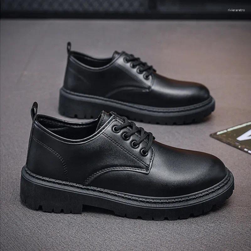 Casual Shoes Kitchen Work Waterproof Leather Men Black Business Shoe Lace-up Fashion Male 2024 Outdoor Non-slip Flats