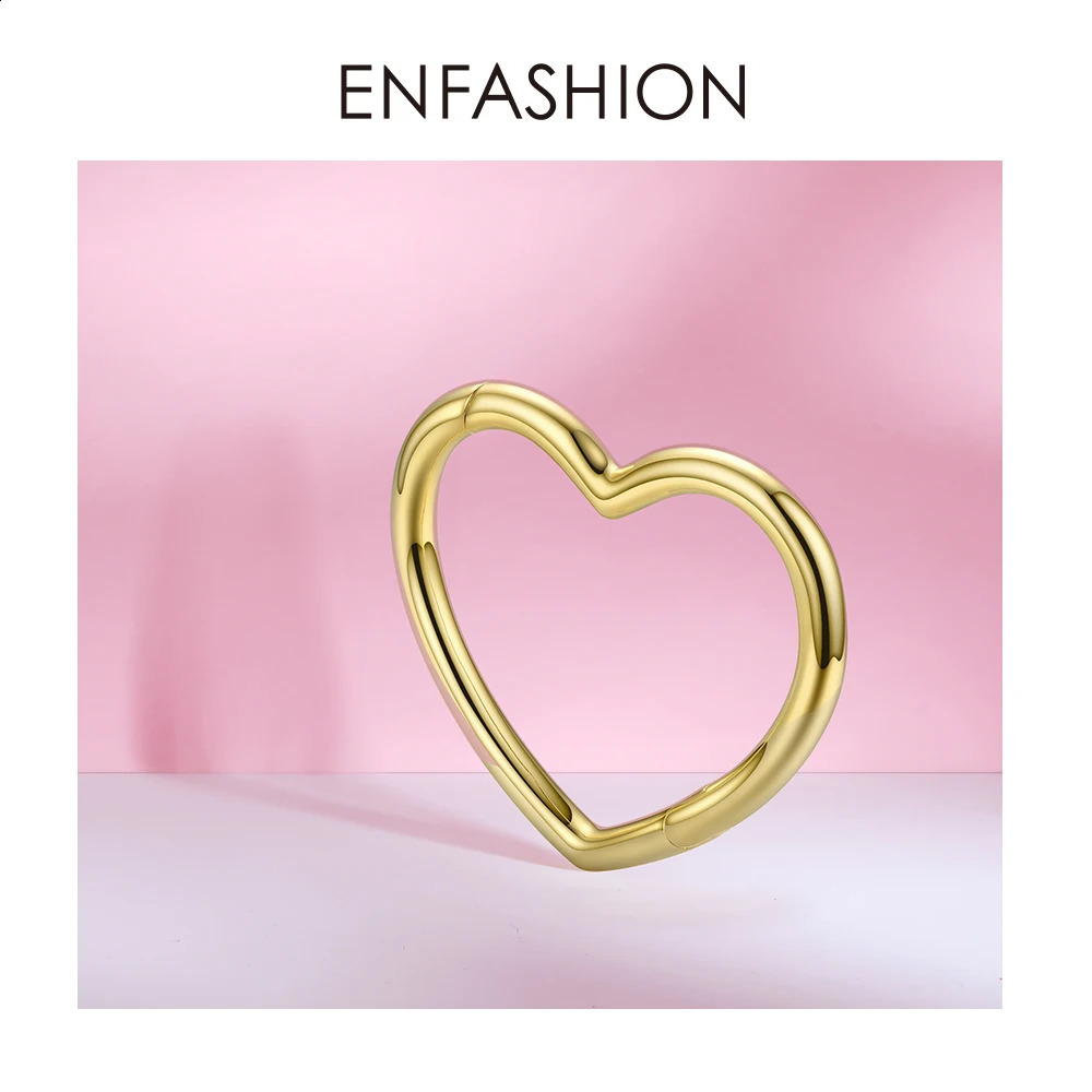 ENFASHION Heart Cuff Bangles For Women Accessories Gold Color Brass Bracelets Fashion Jewelry Friends Gifts Pulseira BC2006 240923