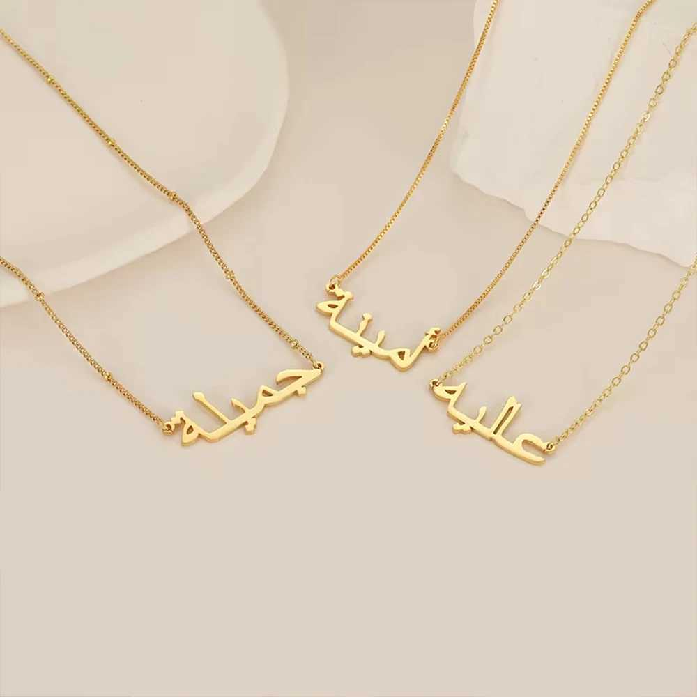 Custi Arabic Name Cust necklace used for Wen Personalized stainless steel gold chain necklace Islamic necklace jewelry gift Y240924