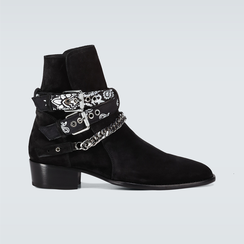 Black Short Brown Ck Buckle Strap Round Toe Ankle For Business Men Boots Atos Hombre