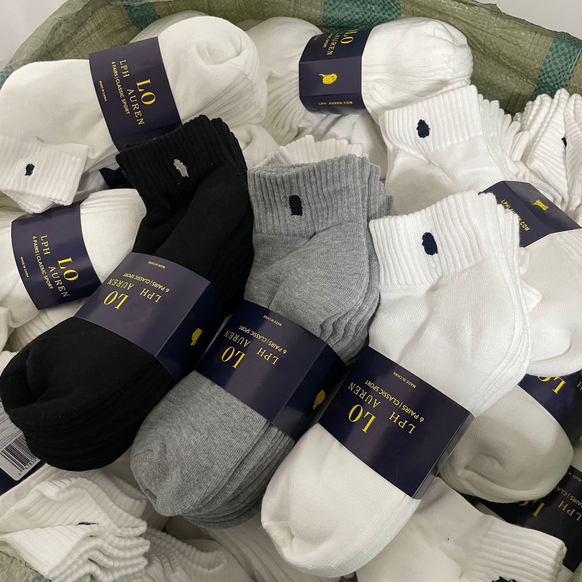 Cotton Crew Socks for Men and Women - Embroidered Sports & Casual, 6 Pairs