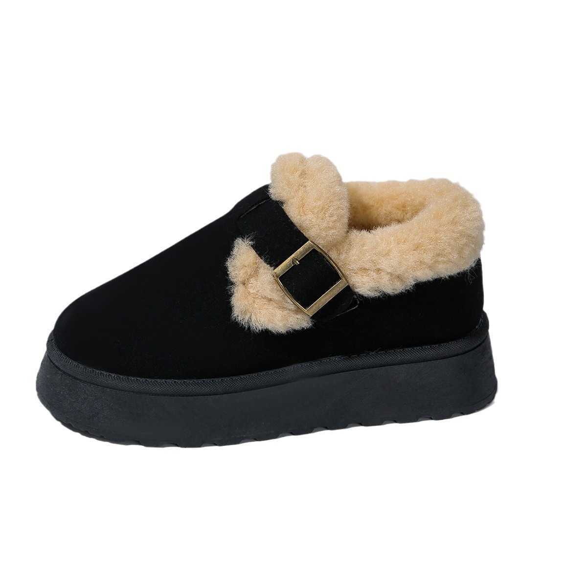 sshoe australia Sponge cake thick sole 2024 new winter snow boots for women with added fleece one foot warm cotton shoes fashionable design 4