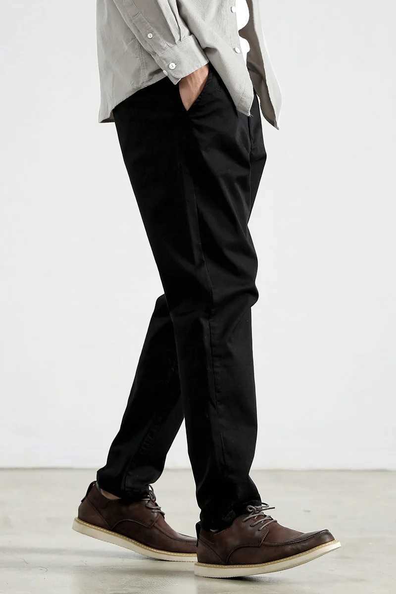 Spring and Autumn New AMERICAN Retro Twill Chino Casual Pants Mens Simple 97% Cotton Washed Slim Straight Pencil Trousers M240924