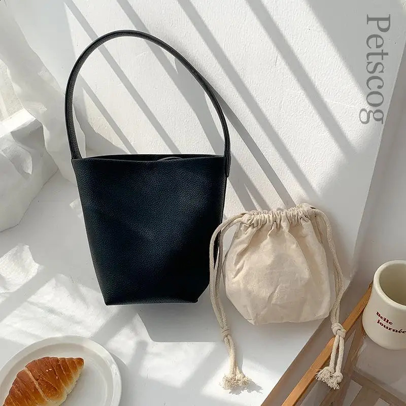 Pu Soft Leather Bucket Bag Large Capacity Womens Single Shoulder Bag er Female Tote Fashion Handbags Bolsas 240918