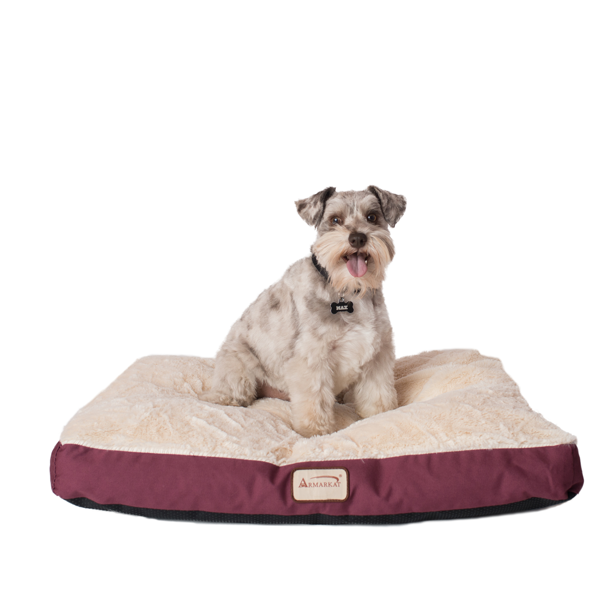 Armarkat M02HJH/MB-M Medium Pet Bed , Dog Crate Mat With Poly Fill Cushion & Removable Cover, Burgundy & Ivory